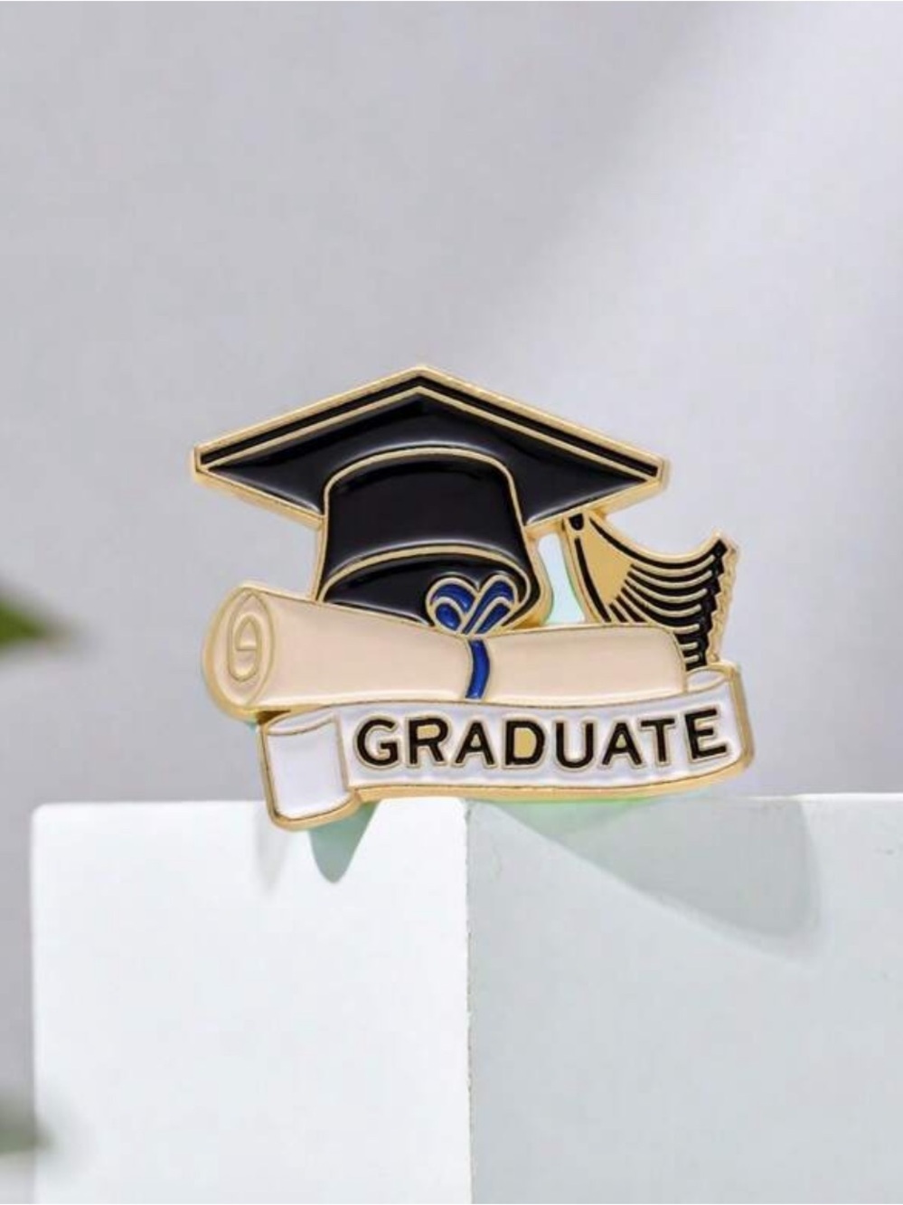 Graduate Cap & Diploma Enamel Brooch
